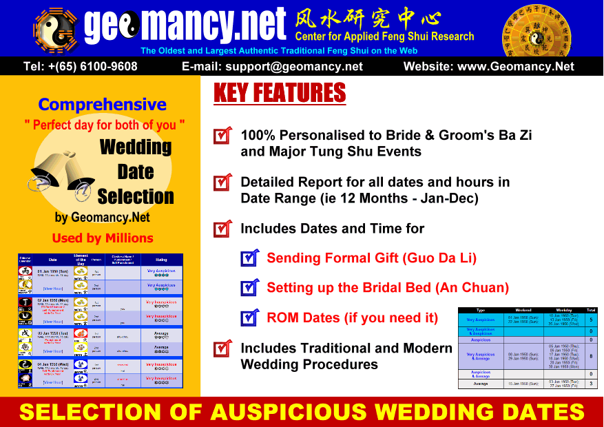 Selection of Auspicious ROM or Wedding Dates Service
